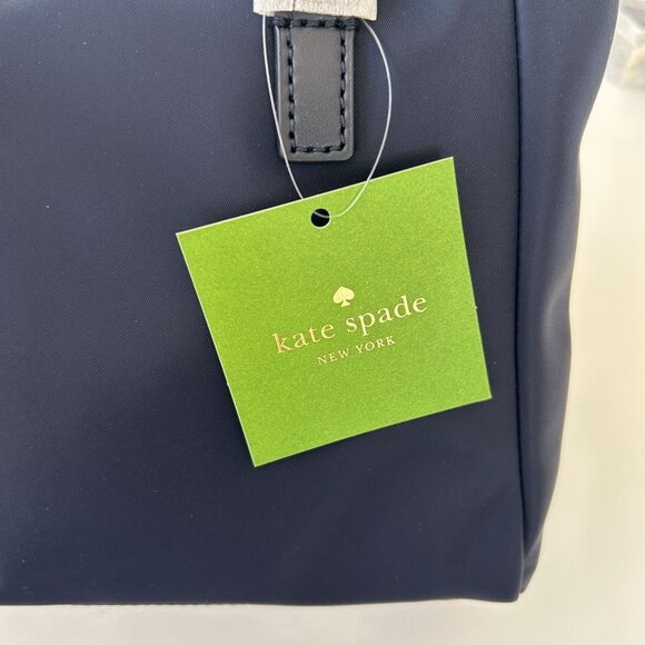 NWT Kate Spade New York Watson Lane Signature Bow Handbag Rich Navy Nylon Tote B - Picture 9 of 10